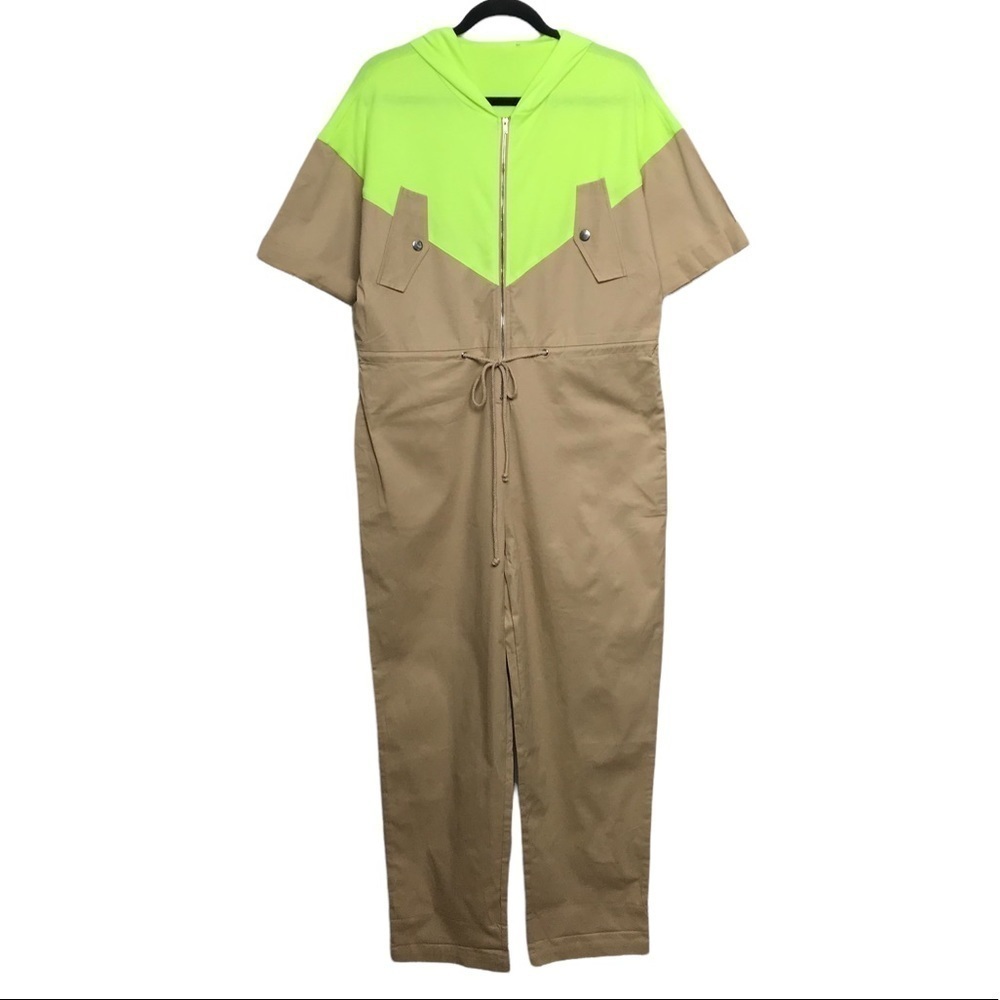 Rehab Lab Beige and Neon Jumpsuit NWT Large